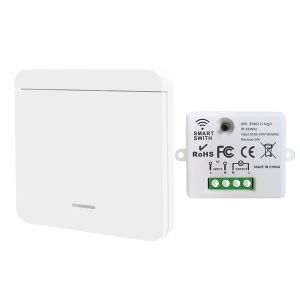 LETNERNY-Mini Commutateur Wifi Sans Fil Récepteur De Télécommande Rf 2500W 10A Avec 1 Interrupteur Mural Sans Fil Contrôle Intelligent Par L'Application Tuya Compatible Avec Alexa/Google Home - Neuf