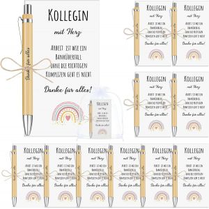 Kalhj-10 Ensembles Merci Pour Tout Cadeaux Stylo À Bille En Bois Stylos De Motivation Merci Stylo À Bille Avec Carte De Remerciement Sac En Organza Pour Collègues Personnel Ami - Neuf