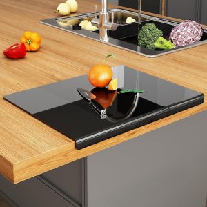 Planche &Agrave; D&eacute;couper Acrylique Avec L&egrave;vre De Comptoir, Noir, 41 X 32 Cm Sans Bisph&eacute;nol A, Antid&eacute;rapante, Hygi&eacute;nique, Pour Prot&eacute;ger Les Comptoirs De Cuisine, Cadeaux Cr&eacute;atifs - Neuf