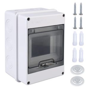 Coffret Electrique Etanche Exterieur IP65,Boîte de Protection de Distribution,5 Modules,ABS,Gris,Boîte à Fusibles en Saillie,Installation Dans le Jardin ou D'Autres Zones - Neuf