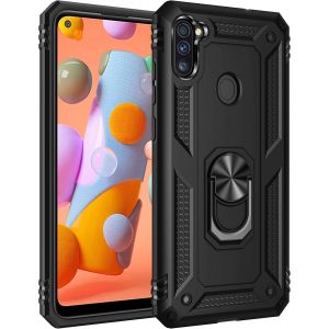 Fghbb-Coque Pour Samsung Galaxy A11/M11 + 9h Verre Trempé, Étui Protection Tpu/Pc Souple Durable Avec Support De 360° Rotation Anneau Protection Antichoc Armor Box Coque, Noir - Neuf