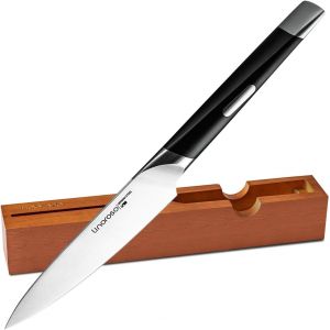 Lot De 5 Couteaux De Cuisine De Petit-D&eacute;jeuner Avec Porte-Couteaux Magn&eacute;tique Anti-Adh&eacute;sif Ultra Tranchant R&eacute;sistant &Agrave; L'usure - Noir - Neuf