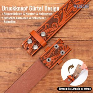 Tzf-Ceinture Western En Cuir Pour Homme Et Femme - Ceinture De Cowboy Western Sans Boucle - Ceinture En Cuir Western Pour Jeans, Pantalons, Robes - Neuf