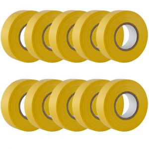 Ruban Adh&eacute;sif Isolant Electrique Jaune-19 mm x 20 m-Autocollant-Prot&egrave;ger,Regrouper,R&eacute;parer Des C&acirc;bles-10 Rouleaux - Neuf