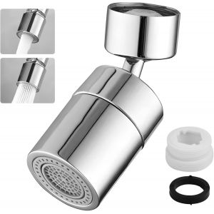 KALANKA-Aérateur de Robinet Cuisine Pivotant à 360°, Embout de Robinet avec 2 Modes de Pulvérisation, Compatible avec Buse à Filetage Externe M22 et Filetage Interne M24, Matériau ABS Durable - Neuf