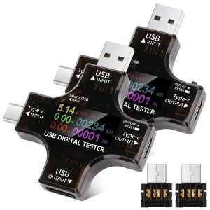 2pcs Testeur Type-C et USB 2 en 1 compteur de puissance multifonction DC 3,6-32V 0-8A &eacute;cran LCD num&eacute;rique IPS prise en charge de la tension multim&egrave;tre protocoles OTG et charge rapide multiple - Neuf