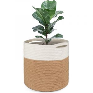 20cm Pot de Fleurs de avec Doublure, Panier de Rangement tissé en Coton Cache Pot Plante Interieur pour Plantes d'intérieur, Pot de Fleurs et décoration de la Maison - Neuf