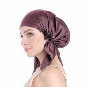 Bonnet En Soie Pour Dormir, Bonnet Pour Cheveux Avec Bande À Nouer, La - Neuf