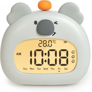 Koala R&eacute;veil Enfant R&eacute;veil de Chevet avec Koala Veilleuse Affichage LED Num&eacute;rique 3,15 Pouces Trois Alarmes Mode Week-End Date Heure Temp&eacute;rature Rechargeable D&eacute;coration pour Chambre de B&eacute;b&eacute; - Neuf