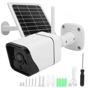 Camera de surveillance exterieure a panneau solaire 1080p avec batterie et detection de mouvement, systeme de securite domestique HD etanche, version 4G/APN - Neuf