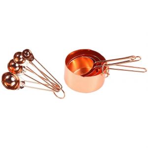 Tasses &Agrave; Mesurer Et Cuill&egrave;res En Acier Inoxydable Dor&eacute; Ensemble De 8 Mesures,Becs Verseurs Et Miroir Pour B - Neuf