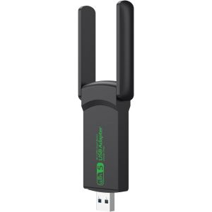 Clé WiFi Puissante AC1300 Mbps,Adaptateur WiFi Double Bande 2,4 GHz/5 GHz pour PC/Laptop/Desktop/Tablet,Adaptateur WiFi USB 3.0 avec Double Antenne Améliorée Compatible Windows 11/10/8/7/Vista/XP - Neuf
