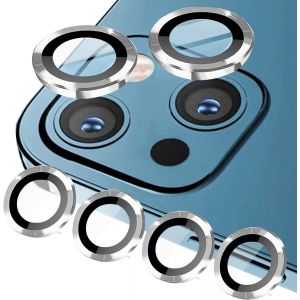 Kal-Lot De 4 Protections D'appareil Photo Compatibles Avec Iphone 15 Et Iphone 15 Plus -Verre Blindé -Anneau En Métal -Couvercle De Lentille -Argenté - Neuf