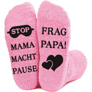 Jgd-Chaussettes Cadeau Maman 38-41 Chaussettes Antid&eacute;rapantes En Coton Chaussettes Amusantes Avec Inscription En Allemand &laquo; Mama Macht Pause ! Frag Papa! &raquo; Cadeau D'anniversaire, F&ecirc;te Des M&egrave;res - Neuf