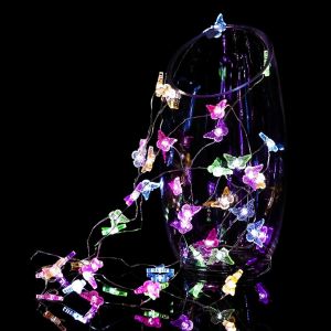 JGD-Guirlande lumineuse papillon - 2 m - 20 LED - Guirlande lumineuse d&eacute;corative pour l'ext&eacute;rieur et l'int&eacute;rieur - Guirlande lumineuse pour mariage, f&ecirc;te, jardin, d&eacute;coration de No&euml;l - D&eacute;coration de - Neuf