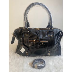 Grand sac noir m&eacute;tallis&eacute; avec miroir - Neuf