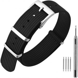 Kal-Bracelet De Montre En Nylon Avec Boucle En Acier Inoxydable, Sport Bande De Remplacement 16mm 18mm 20mm 22mm - Neuf