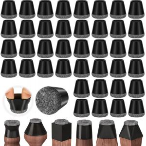 40 Pi&egrave;ces Protection Pied De Chaise,Protege Pied De Chaise,Chaise Protecteurs De Sol En Silicone Noir Avec Patins En Feutre,Pour Sols En Bois Dur Et Carrelage,R&eacute;duire Les Rayures (14-20mm) - Neuf