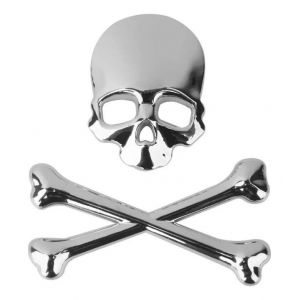 Autocollant en métal chromé avec logo pirate pour voiture - Neuf