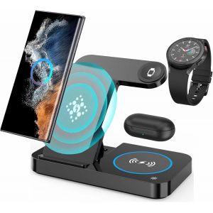 3 In 1 Inductive Charging Station For Samsung Galaxy Watch 7/6/6 Classic/5/5 Pro/4/3/Active 2 Galaxy Buds - Neuf
