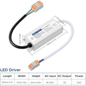 IP67 &eacute;tanche Transformateur 220V 12V 24W LED Driver DC Alimentation 12V 2A Transfo Pour l'&eacute;clairage LED Int&eacute;rieur et Ext&eacute;rieur - Neuf