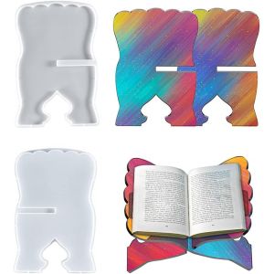 2pcs Comprim&eacute;s Support de Lecture Moule Silicone Resine Epoxy Porte-Livre Moule Resine Porte Livre de Cuisine Moule Resine Epoxy Moule pour pupitre de Musique (2pcs Reading Shelf molds) - Neuf