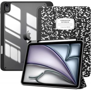Coque Pour Ipad Air 11 Pouces (M3/M2-2025/2024), Ipad Air 5e/4e Génération (2022/2020) 10,9"", Étui Avec Porte-Stylet, Coque Fine Arrière Transparente, Sommeil/Réveil Auto, Cahier Noir - Neuf