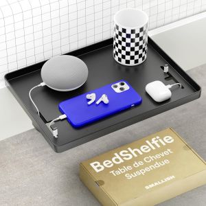 CHAAS-&Eacute;tag&egrave;re, Table de Chevet, Lit Superpos&eacute; & Haut, Essentiels Chambre Universitaire, Table de Nuit Clip-on, Organisateur Plateau, D&eacute;coration Chambre Universitaire, Attrape-C&acirc;ble, Noir - Neuf