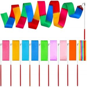 10 Pièces Ruban De Danse,2m Gym Fitness Rubans Danse Ruban De Gymnastique Enfant Pour La Formation De Danse Artistique Pour Enfants Danse Artistique - Neuf