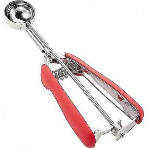 1 cuillère à crème glacée,cuillère à pâte à biscuits,cuillère à ressort,acier inoxydable,prise confortable (diamètre 6 cm rouge) - Neuf