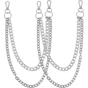 Cauc-2 Pcs Chaine Pantalon Double Couche, Cha&icirc;ne Portefeuille Hip Hop Punk En M&eacute;tal Et Porte-Cl&eacute;s Pour Pantalons, Cha&icirc;ne De Jean Pour Hommes Et Femmes(59cm+69cm) - Neuf