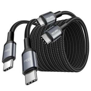 JGD-100W C&acirc;ble USB C vers USB C [2M / Lot de 2],Charge Rapide QC 4.0 Chargeur Nylon Tress&eacute; pour iPhone 16 15 Samsung S25 Ultra iPad Air MacBook Pro Google Pixel 7 Xiaomi Switch PS5 Tablet - Neuf