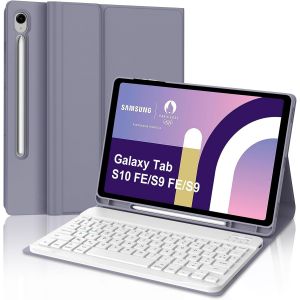 Clavier Pour Samsung Galaxy Tab S10 Fe 2025/S9 Fe 10.9""/S9 11"" 2023, Étui Clavier Pour Samsung Tab S9 Fe 2023 Bluetooth Magnétique Détachable Français Azerty Layout, Violet - Neuf