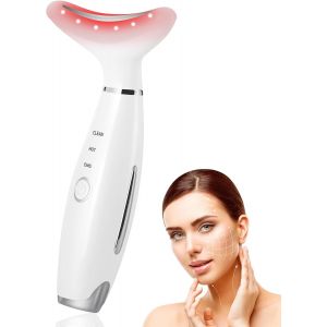 Appareil Anti Ride Visage, Appareil Lifting Massage, 7 Couleurs Led Beaut&eacute; Appareils, Massage Du Visage Ems, 42 &deg;C Masseur De Visage &Eacute;lectrique (Blanc-3 Led) - Neuf
