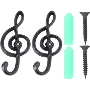 2 Pcs Cintre D&eacute;cor De Notes De Musique Crochets Porte-Cl&eacute;s Crochets Pour Peignoirs Crochets De Rangement Mural Crochets D&eacute;coratifs Cintre Fer &Agrave; Repasser M&eacute;tal - Neuf