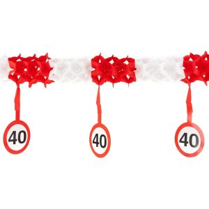 SJZG-Decoration Anniversaire 40 Ans Guirlande Panneau De Signalisation Rouge/Blanc - Décoration Originale Pour Anniversaire 40 Ans Femme Et Homme - - Neuf