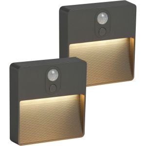 Trahoo-Veilleuse &Agrave; D&eacute;tecteur De Mouvement, [Lot De 2] Veilleuse Led Pile, Auto/On/Off, Veilleuse Enfant, Chaud/Blanc/Mixte, Veilleuse Led Pour Couloir, Escalier, Cuisine, Penderie, Salon - Neuf
