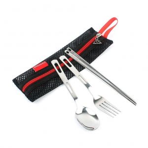 Ensemble D'ustensiles Portables En Acier Inoxydable Respectueux De L'environnement - 5 Pi&egrave;ces De Vaisselle Pour Le Camping, Les Voyages Et L'usage Quotidien - Neuf