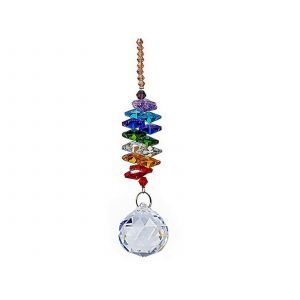 Pendentif Chakra Attrape-Soleil Prisme Cristal Cr&eacute;ateur d'Arc-en-ciel 26 cm - Neuf