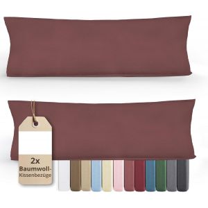Tzf-Greenline Lot De 2 Housses De Coussin En Jersey De Qualit&eacute; Sup&eacute;rieure En 100 % Coton, Vieux Rose, 40 X 145 Cm - Neuf