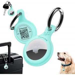 VornixorSarlshop-Coque en silicone compatible avec AirTag, double protection anti-perte pour chien/chat, pendentif pour cl&eacute;s, valise et sac, vert menthe, Allemagne - Neuf