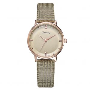 Montre-Bracelet A Quartz Analogique Simple Et Tendance Pour Femme, Cadran Rond, Bracelet En Cuir Pu (Vert) - Neuf