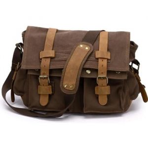 Sac Bandouliere Epaule Sacoche Canevas Cuir Dos Homme Cartable Camping Ecole Bag - Neuf