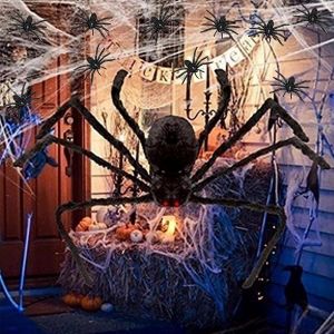 11 Pi&egrave;ces Araign&eacute;e Halloween, Fausse Araign&eacute;e R&eacute;aliste, Toile d'araign&eacute;e 20 g de Blanc, Araignees en Plastique Peluche Decoration Halloween pour Porche Maison Hant&eacute;e F&ecirc;te Jardin D&eacute;coration - Neuf