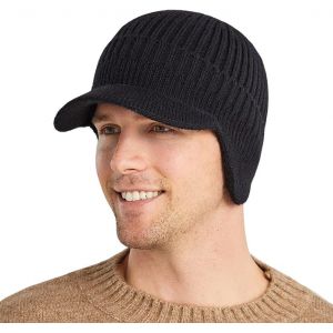 Jexnovashop-Casquette Homme Hiver Avec Doublure Chauds,Bonnet Polaire Homme Tricoté,Chapeaux D'hiver Chauds Hommes Avec Cache-Oreilles Pour Activité En Plain Air - Neuf