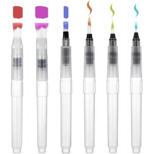 Mevronisshop-Lot De 6 Pinceaux &Agrave; Eau - Avec R&eacute;servoir - Pour Aquarelle - Rechargeable - Peinture - Neuf