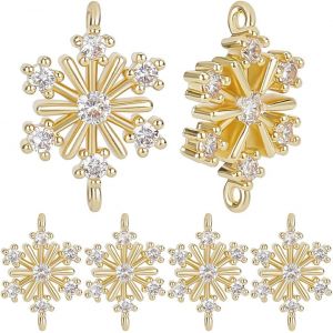 Ytseazn-Breloques Flocon De Neige En Laiton Plaqué Or 18 Carat Véritable Connecteur De Neige De Noël En Zircone Cubique Pour La Fabrication De Bijoux De Bracelet À Faire Soi Même - Neuf