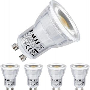 Kal-Ampoule Led Mini Gu10 Blanc Chaud 3000k, 4.5w Remplace Halogène 40w, Lot De 4, 360lm Led Éclairag Sans Scintillement, Angle De Faisceau 38°, Mr11 Non Dimmable Ac 230v Court Lampe À Réflecteur - Neuf