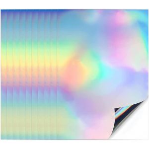 10 Feuilles A4 Papier Holographique Autocollant Vinyle Holographique Papier Autocollant Holographique Vinyle Holographic Sticker Paper pour Imprimante à jet d'encre et laser - Neuf