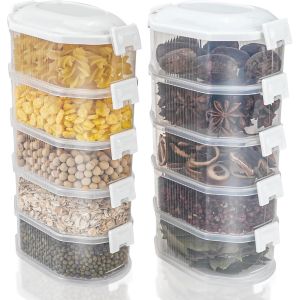 Chenquansarl-Lot De 10 Boite Rangement Cuisine, Boite Hermetique Alimentaire, Boite Conservation Alimentaire, Bocaux Rangement Cuisine Plastique Pour Cereales,Thé, Epice,Snacks, Rangement Frigo - Neuf